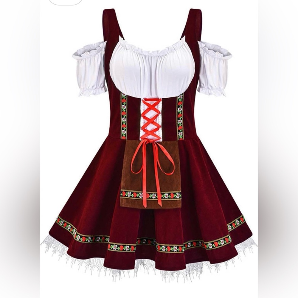 Womens Red and White Bavarian Costume/german dirndl size large